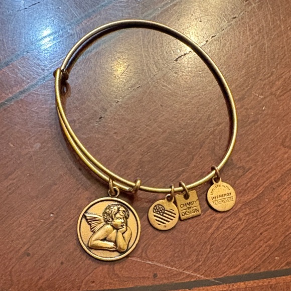 Alex and Ani Gold Cherub Charm Bangle Bracelet - Picture 1 of 3